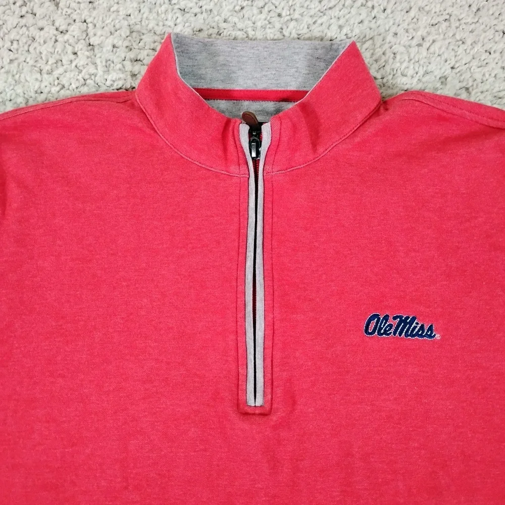 Ole Miss Rebels Johnnie O Sweater Mens Small Red Sully 1/4 Zip Sports Tri Blend